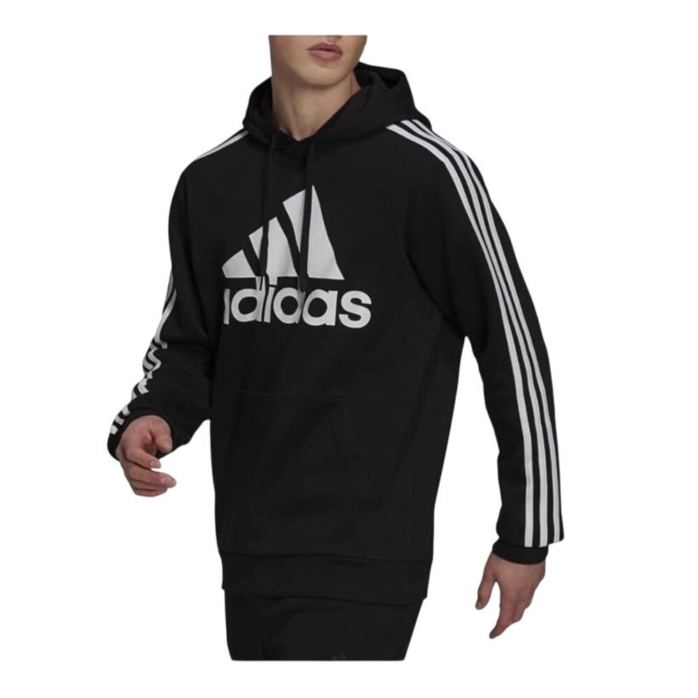 NWOT Adidas 3 stripes Big logo hoodie in black & white sz 2xlt